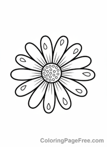 Daisy coloring page - Daisy dew drops