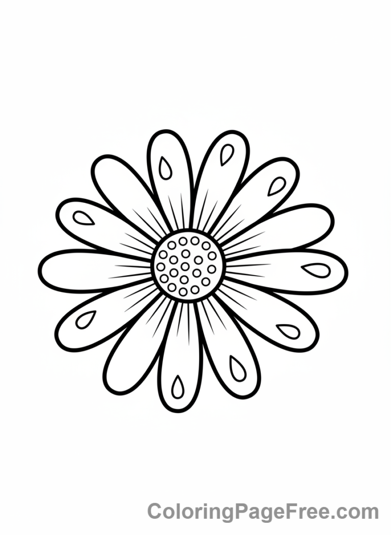 Daisy coloring page - Daisy dew drops