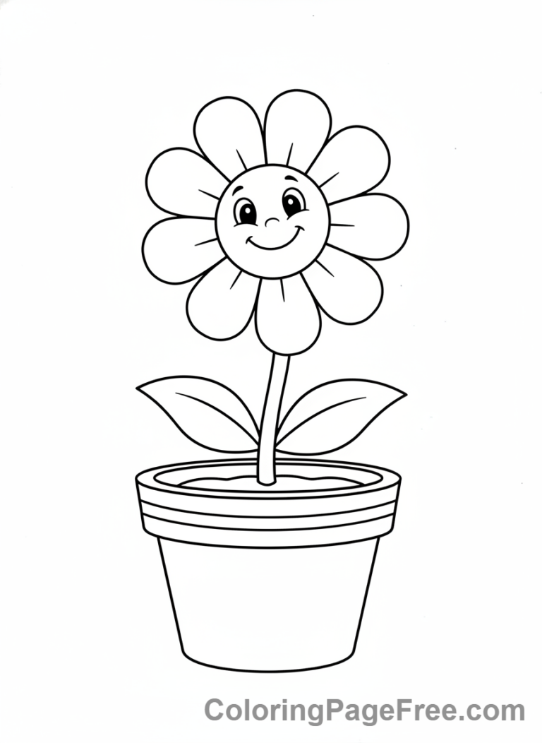 Daisy coloring page - Daisy in pot