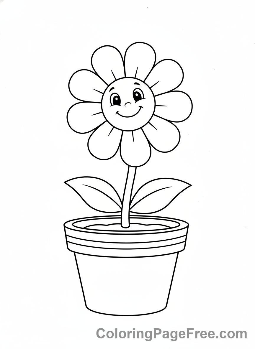 Daisy coloring page - Daisy in pot
