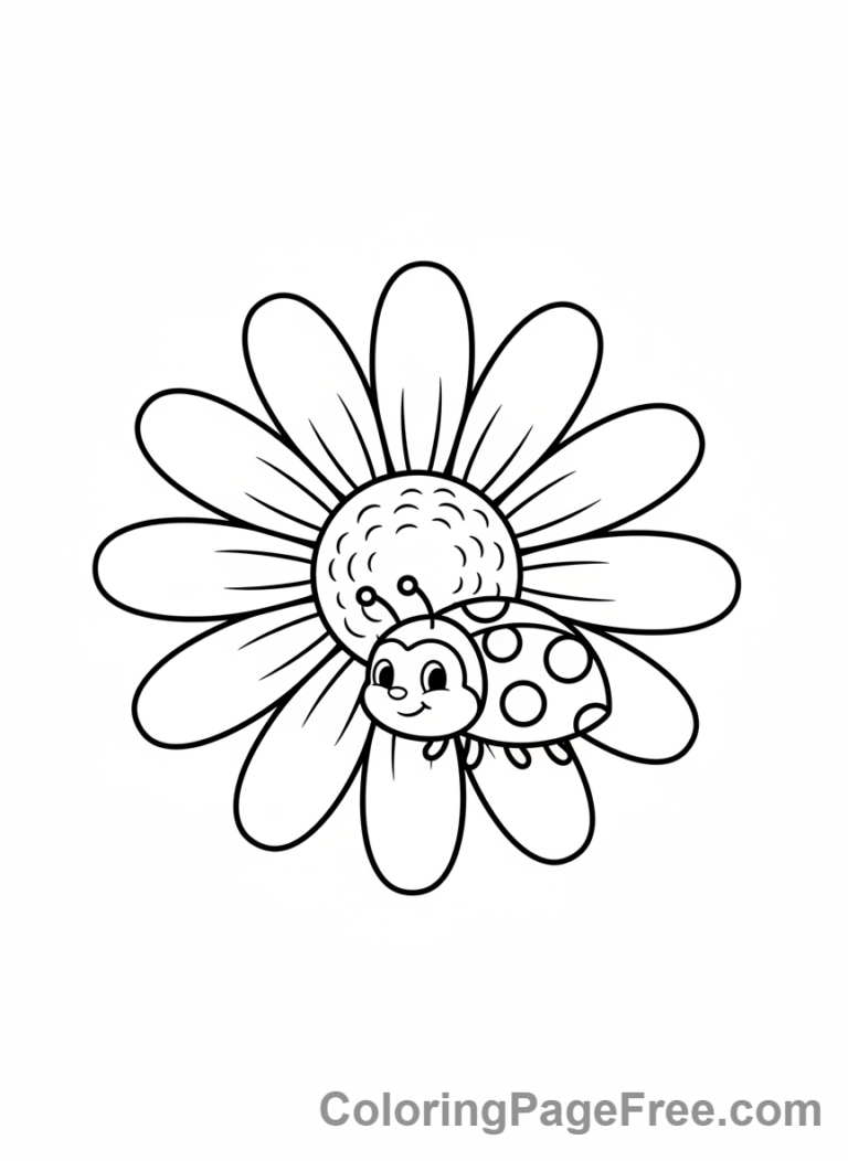 Daisy coloring page - Daisy ladybug sitting