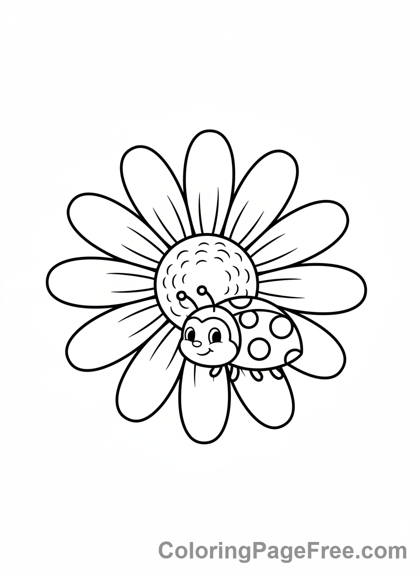 Daisy coloring page - Daisy ladybug sitting