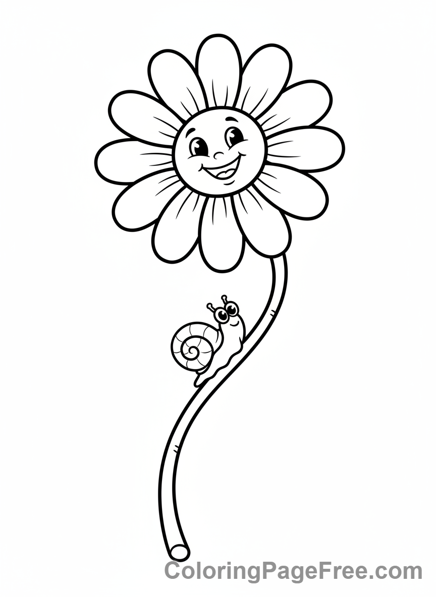 Daisy coloring page - Daisy snail crawling