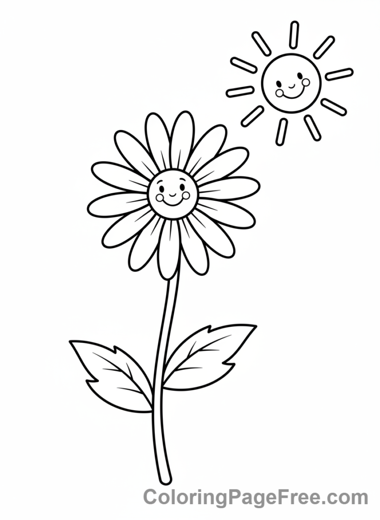 Daisy coloring page - Daisy sun shining
