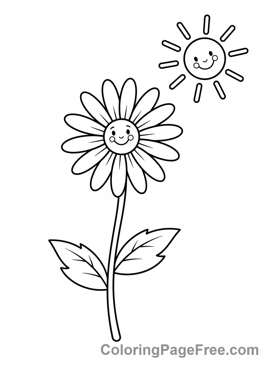 Daisy coloring page - Daisy sun shining