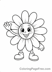 Daisy coloring page - Happy daisy character