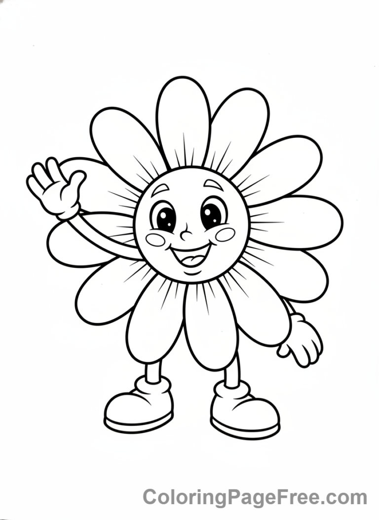Daisy coloring page - Happy daisy character