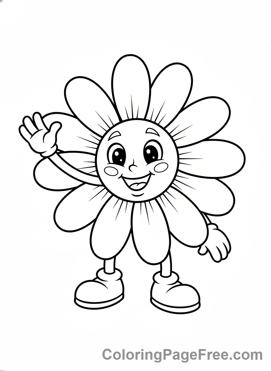 Daisy coloring page - Happy daisy character