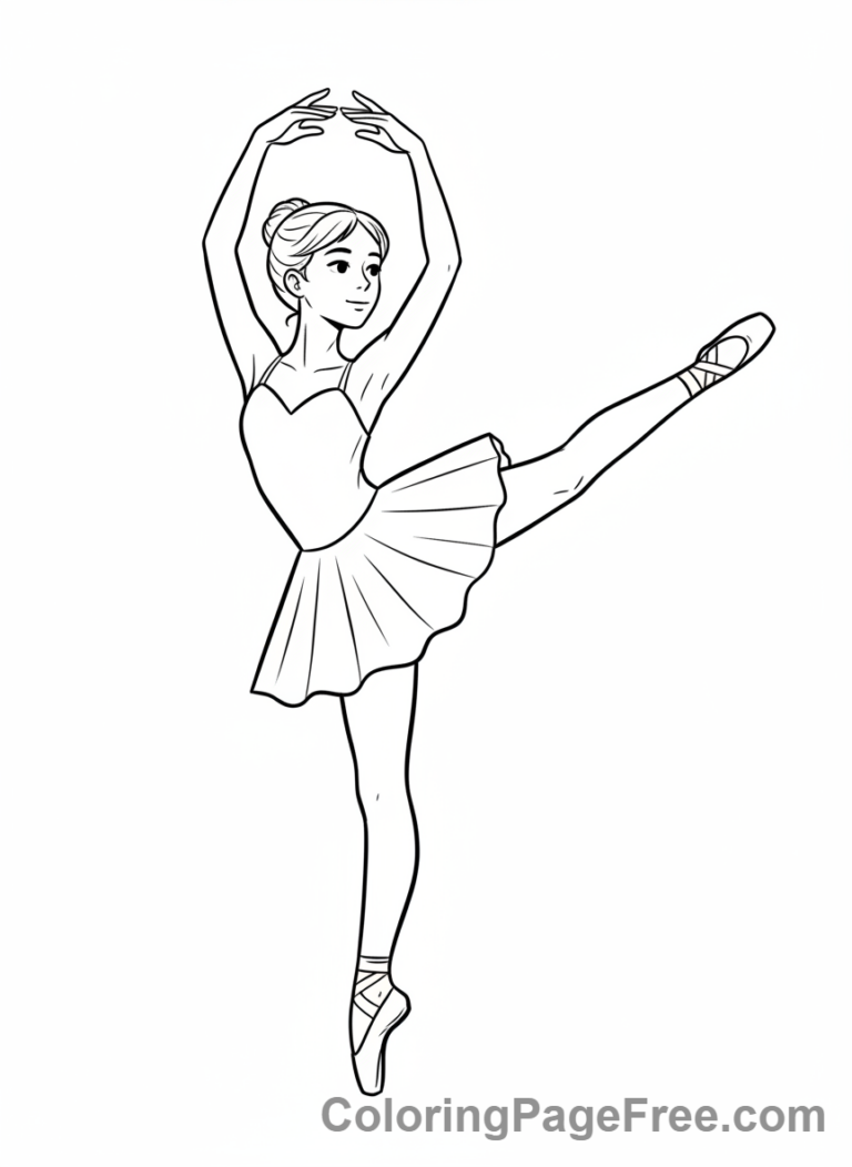 Dance coloring page - Ballerina graceful pose
