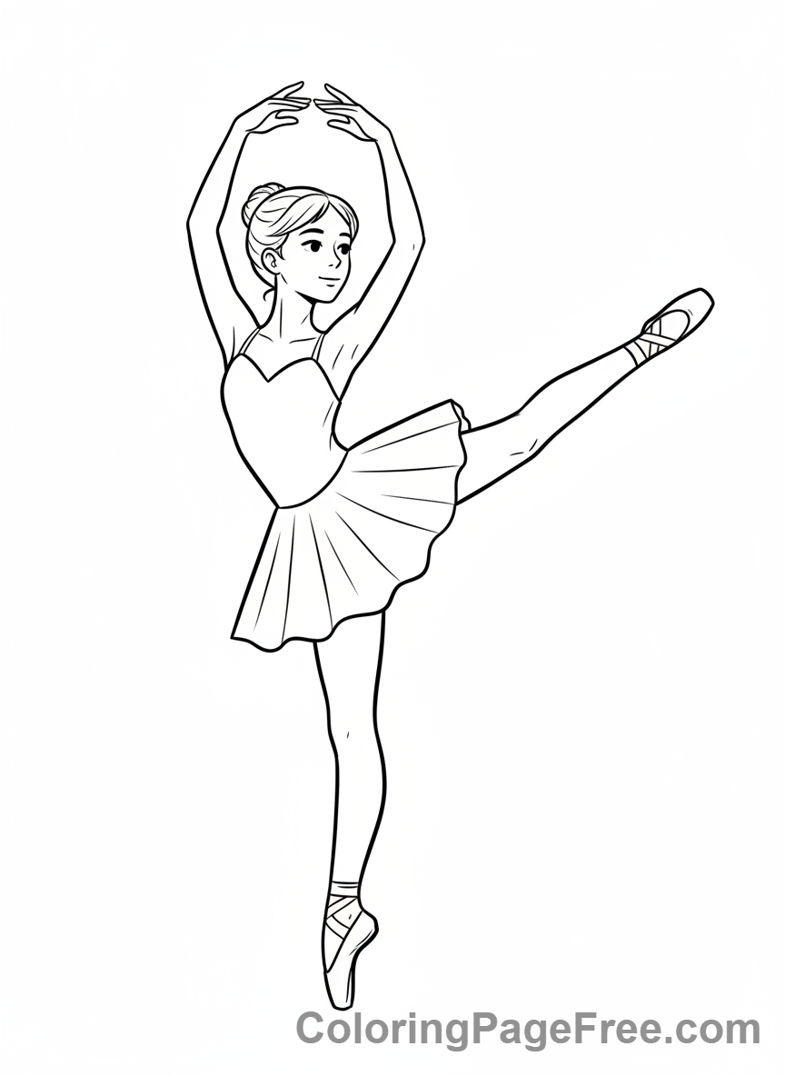 Dance coloring page - Ballerina graceful pose