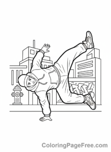 Dance coloring page - Breakdancer action pose