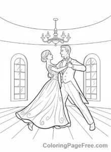 Dance coloring page - Couple ballroom dance