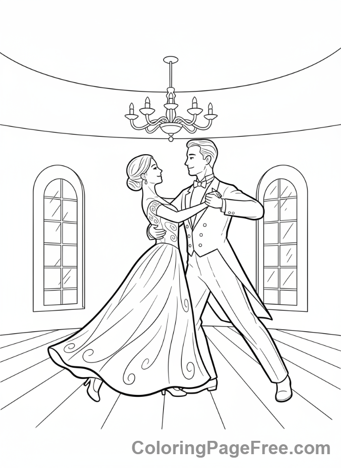 Dance coloring page - Couple ballroom dance
