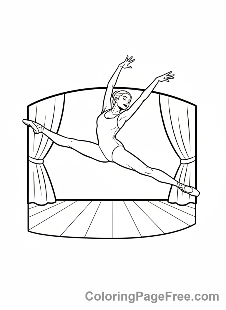 Dance coloring page - Dancer leaping midair