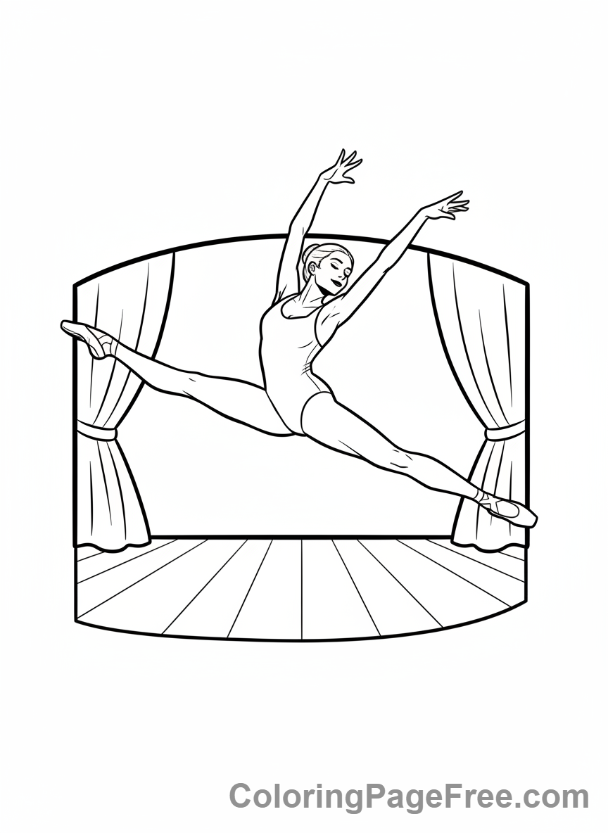 Dance coloring page - Dancer leaping midair
