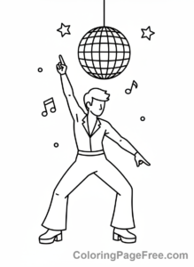 Dance coloring page - Disco dancer fun
