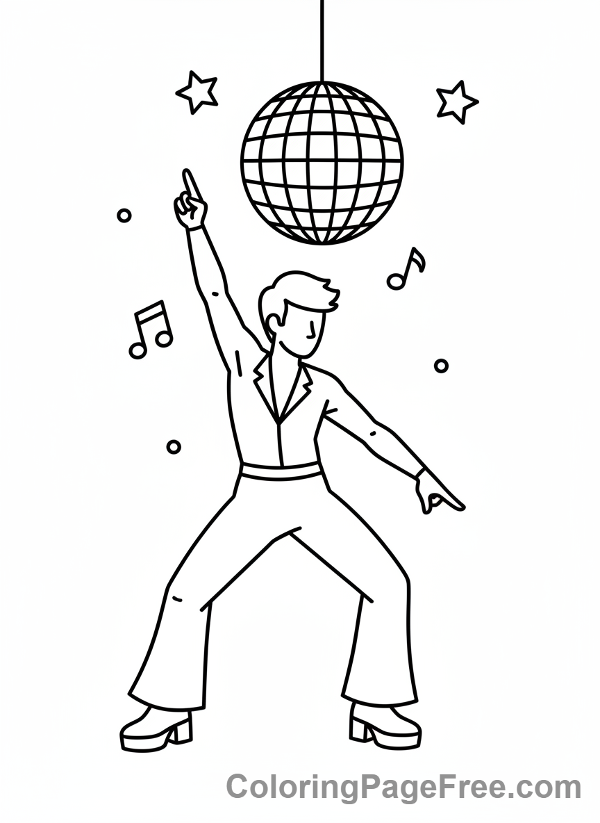 Dance coloring page - Disco dancer fun