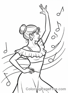 Dance coloring page - Salsa dancer close-up