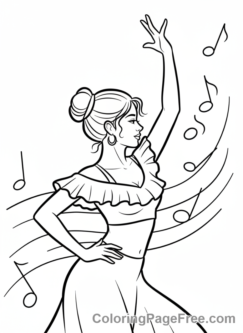 Dance coloring page - Salsa dancer close-up
