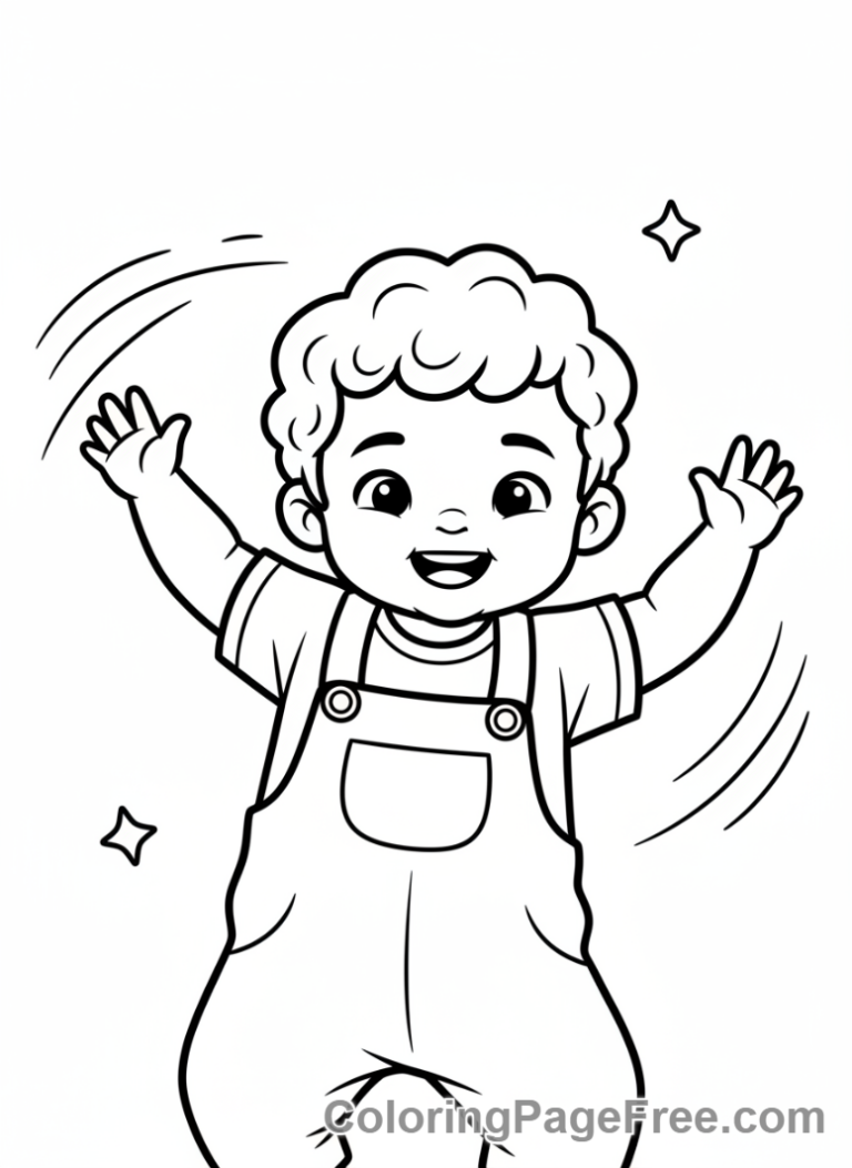 Dance coloring page - Toddler dancing cute