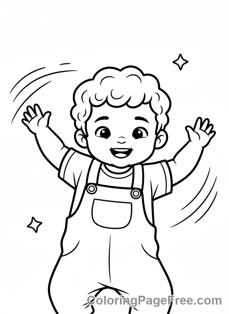 Dance coloring page - Toddler dancing cute