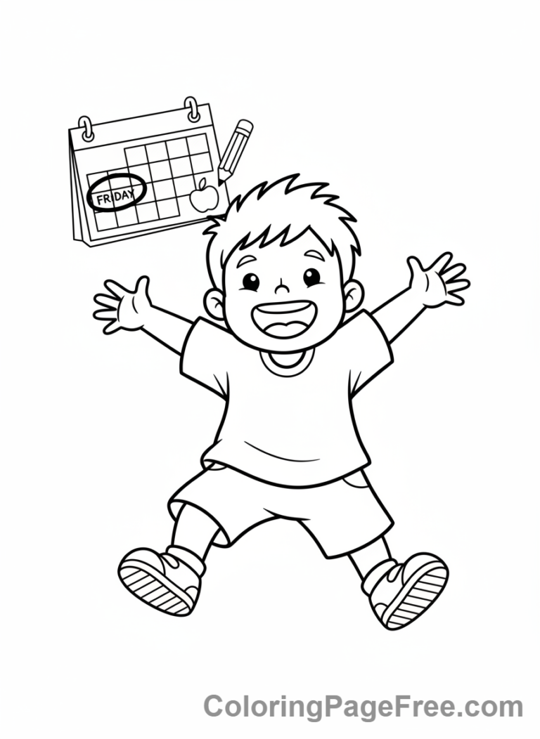 Days Of The Week coloring page - Friday weekend anticipation