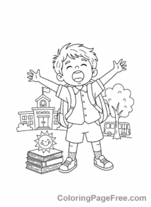 Days Of The Week coloring page - Monday morning school