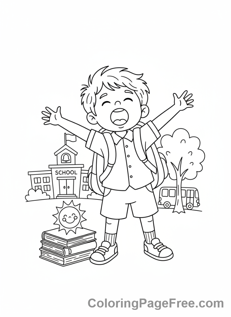 Days Of The Week coloring page - Monday morning school