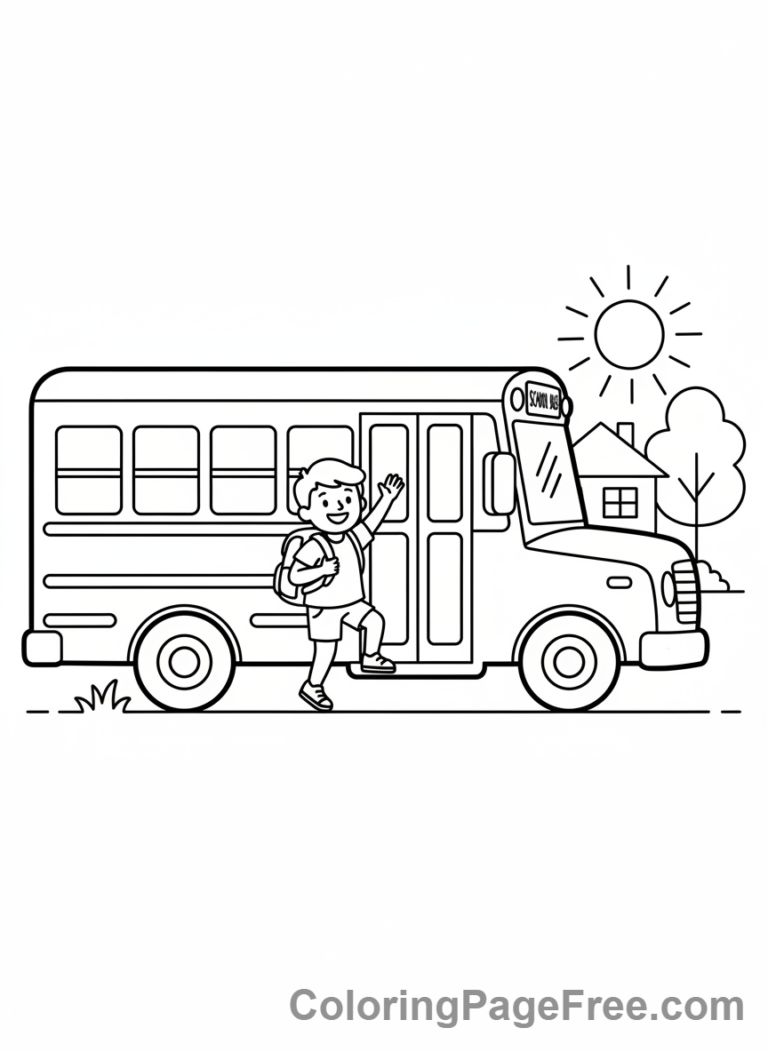 Days Of The Week coloring page - Monday school bus