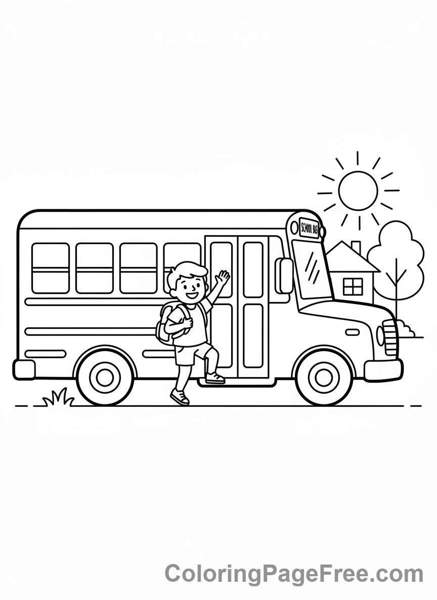 Days Of The Week coloring page - Monday school bus