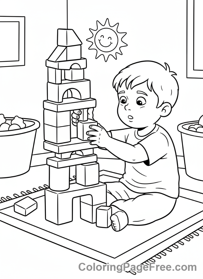 Days Of The Week coloring page - Saturday building blocks