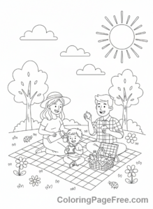 Days Of The Week coloring page - Saturday park picnic