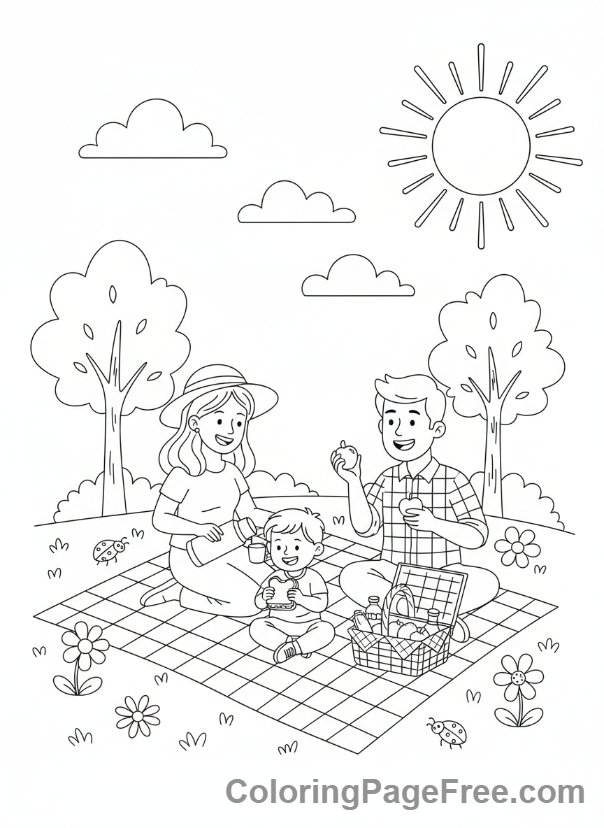 Days Of The Week coloring page - Saturday park picnic