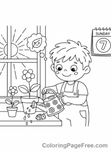 Days Of The Week coloring page - Sunday helping chores