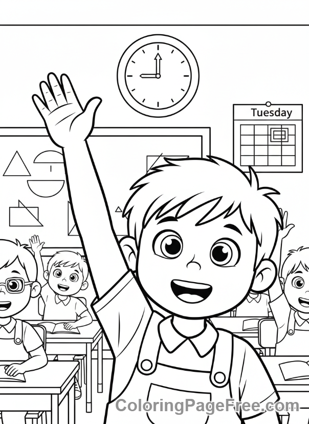 Days Of The Week coloring page - Tuesday classroom activity