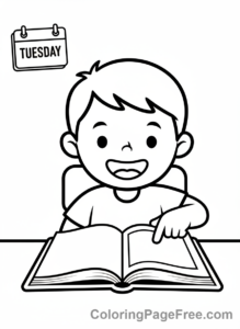 Days Of The Week coloring page - Tuesday reading story