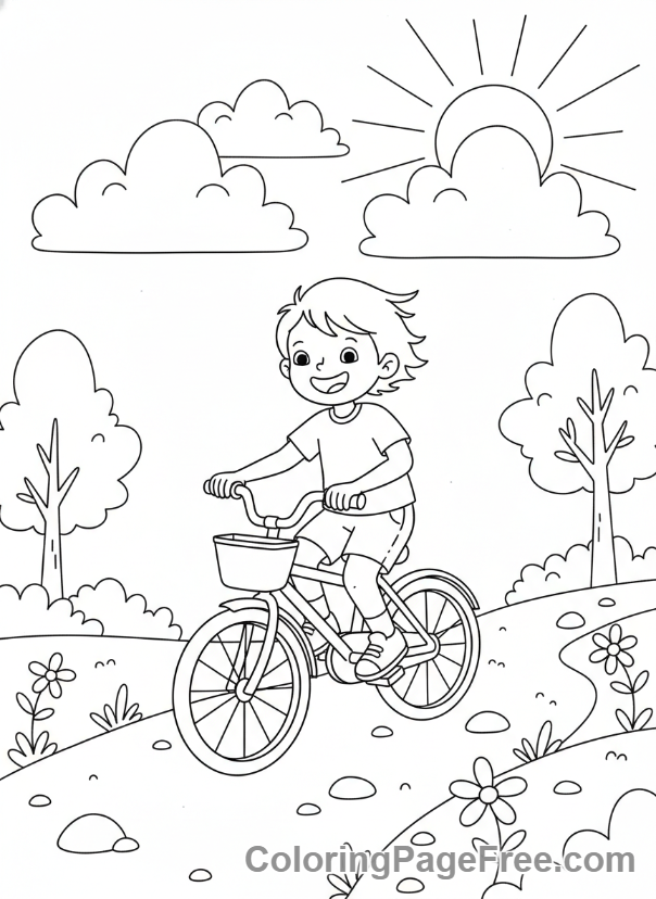 Days Of The Week coloring page - Wednesday bike ride