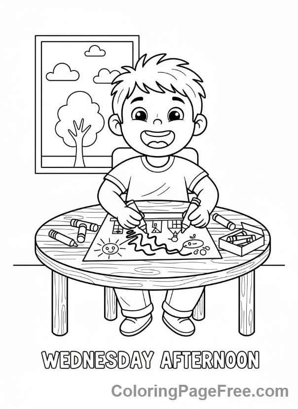 Days Of The Week coloring page - Wednesday drawing fun