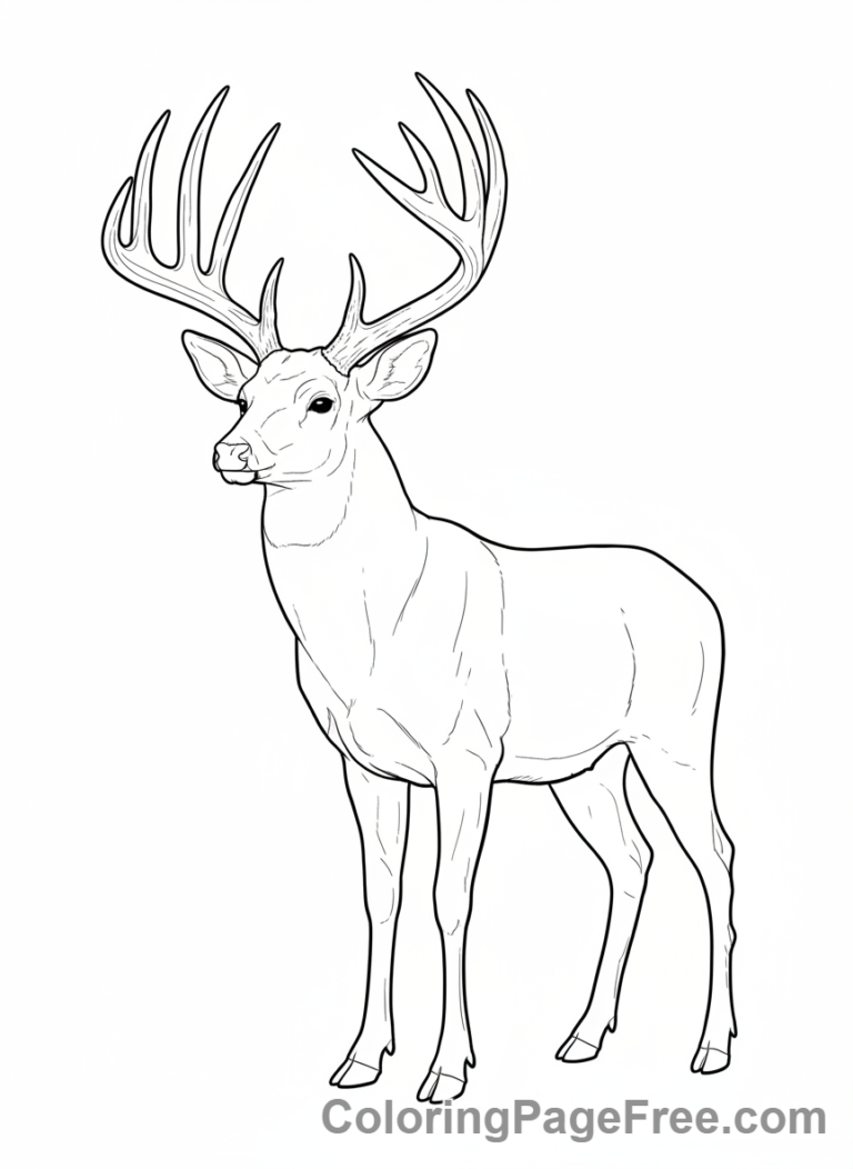 Deer coloring page - Buck large antlers