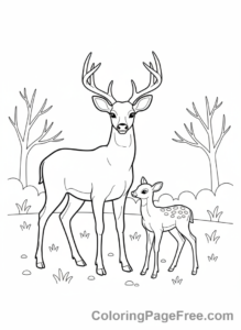 Deer coloring page - Deer family together