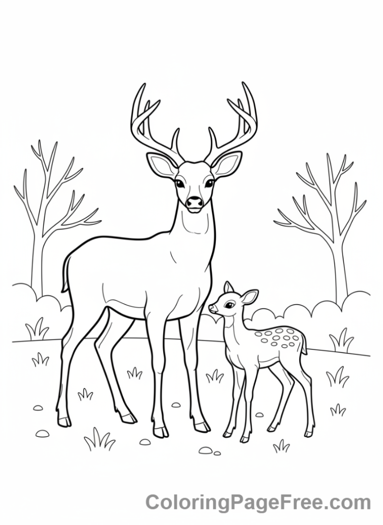 Deer coloring page - Deer family together