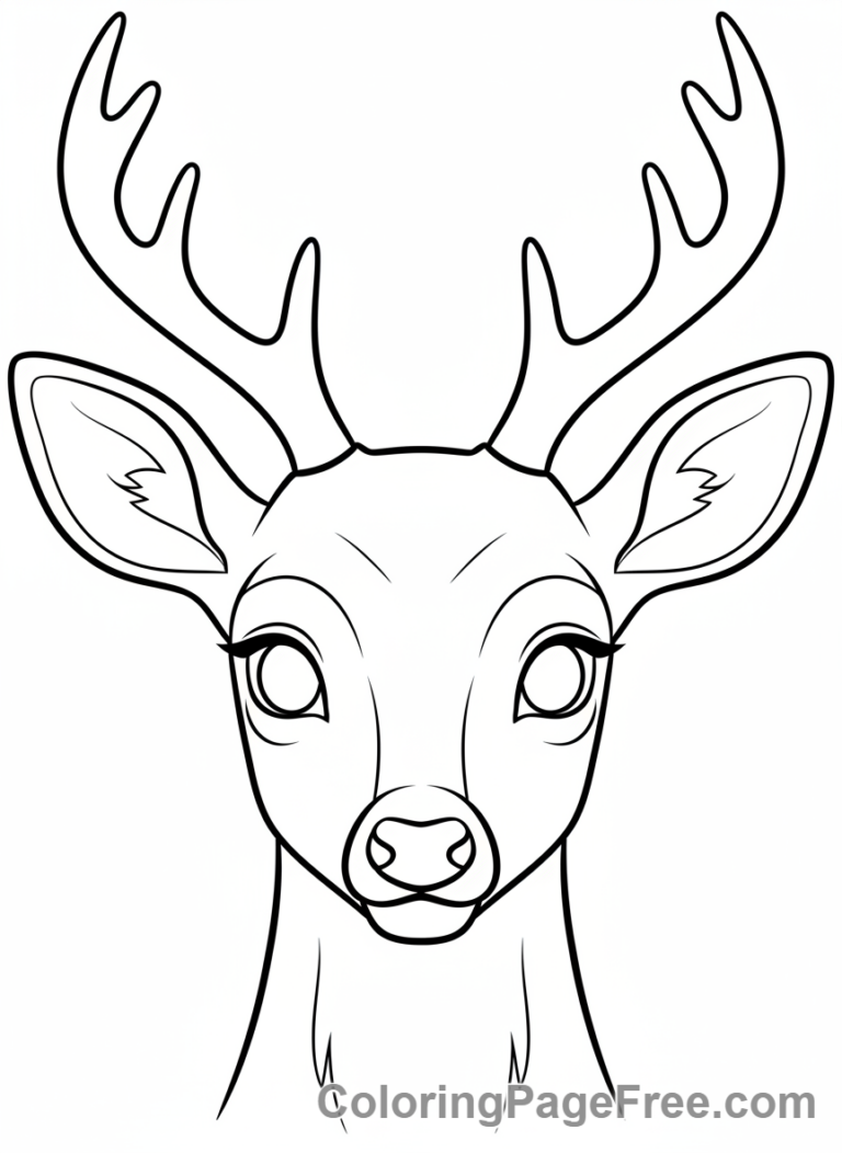 Deer coloring page - Deer head close-up