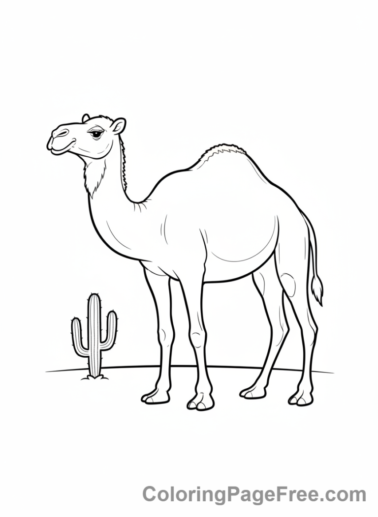 Desert Animals coloring page - Camel standing still