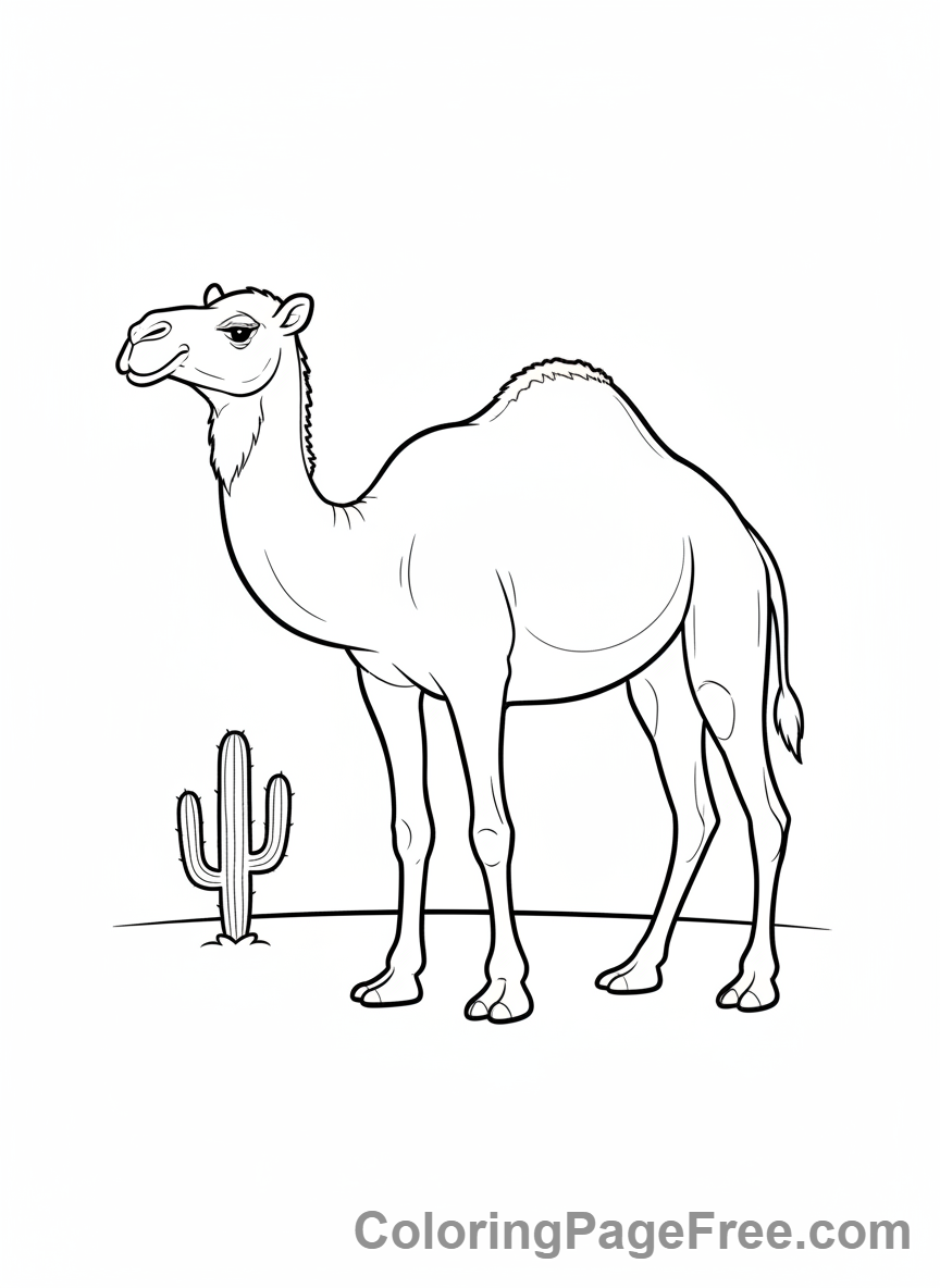 Desert Animals coloring page - Camel standing still