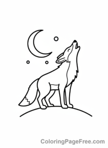 Desert Animals coloring page - Coyote howling moon