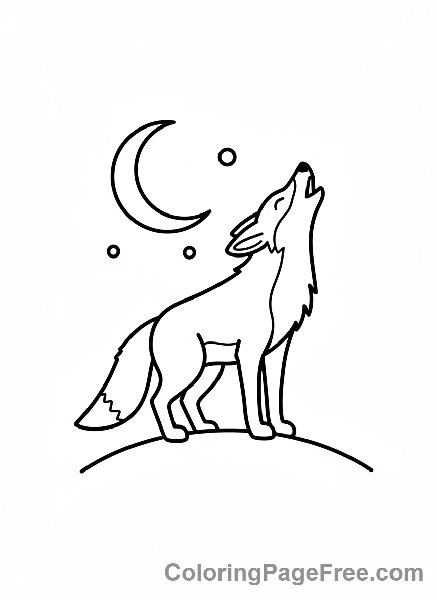 Desert Animals coloring page - Coyote howling moon