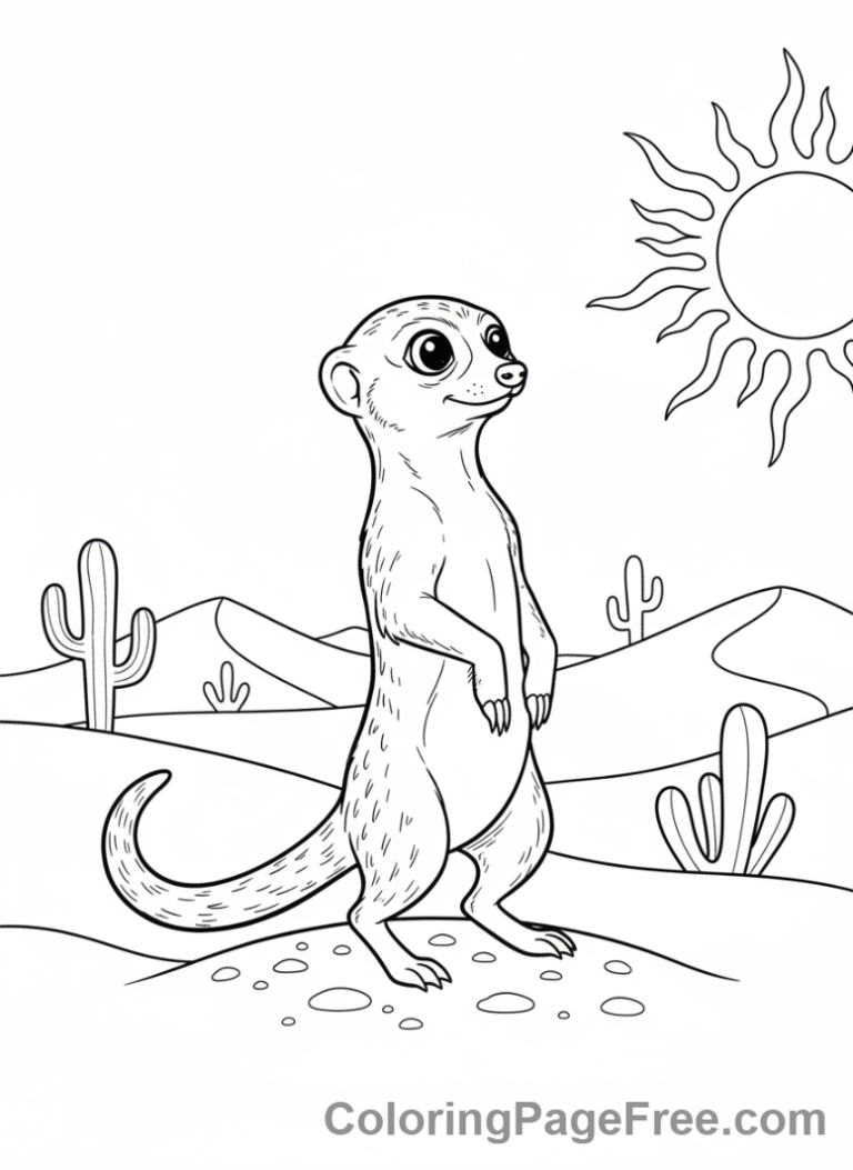 Desert Animals coloring page - Meerkat standing guard