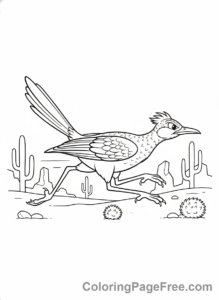 Desert Animals coloring page - Roadrunner running fast