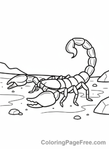 Desert Animals coloring page - Scorpion crawling desert