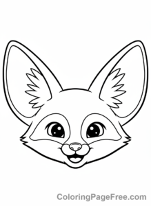Desert coloring page - Fennec fox smiling